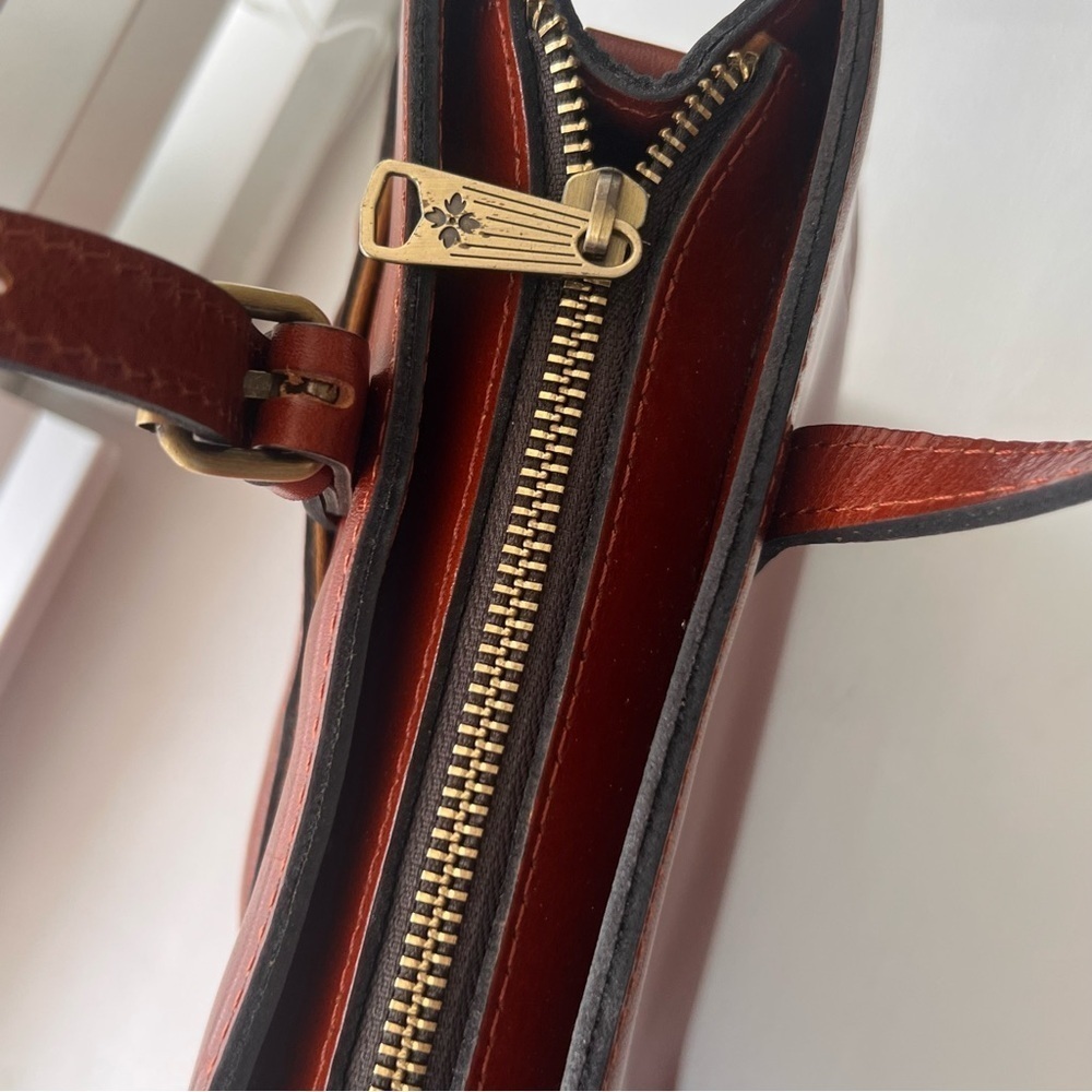 Patricia Nash Leather Genevieve Tan Filligree Satchel/Tote - Picture 7 of 13